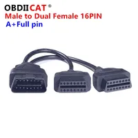 100pcs/DHL 16 Pin OBD II cable OBD 2 Splitter Adapter Extension Cable Male to Dual Female Y Connector obd2 Extended Interface