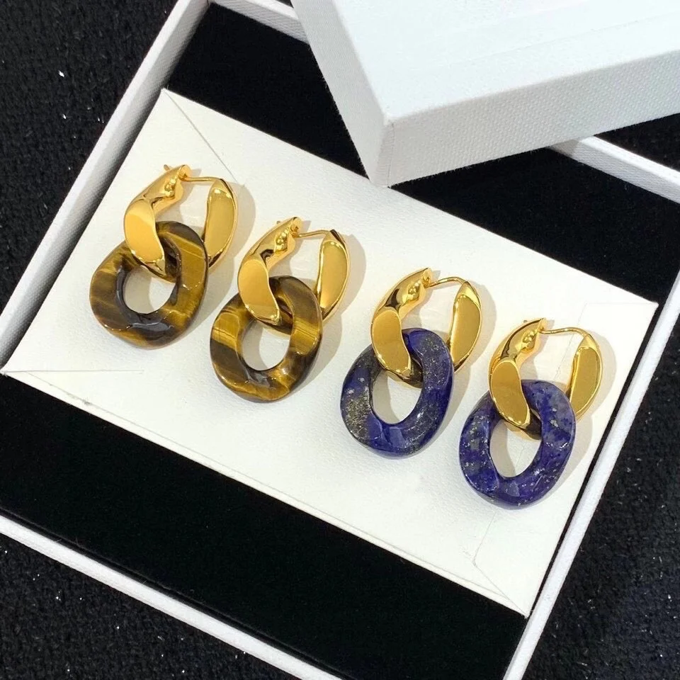 

Лидер продаж, новый большой дизайн, ювелирные изделия золотого цвета, Милая женская толстая цепочка, натуральный камень на удачу, два цвета, ...