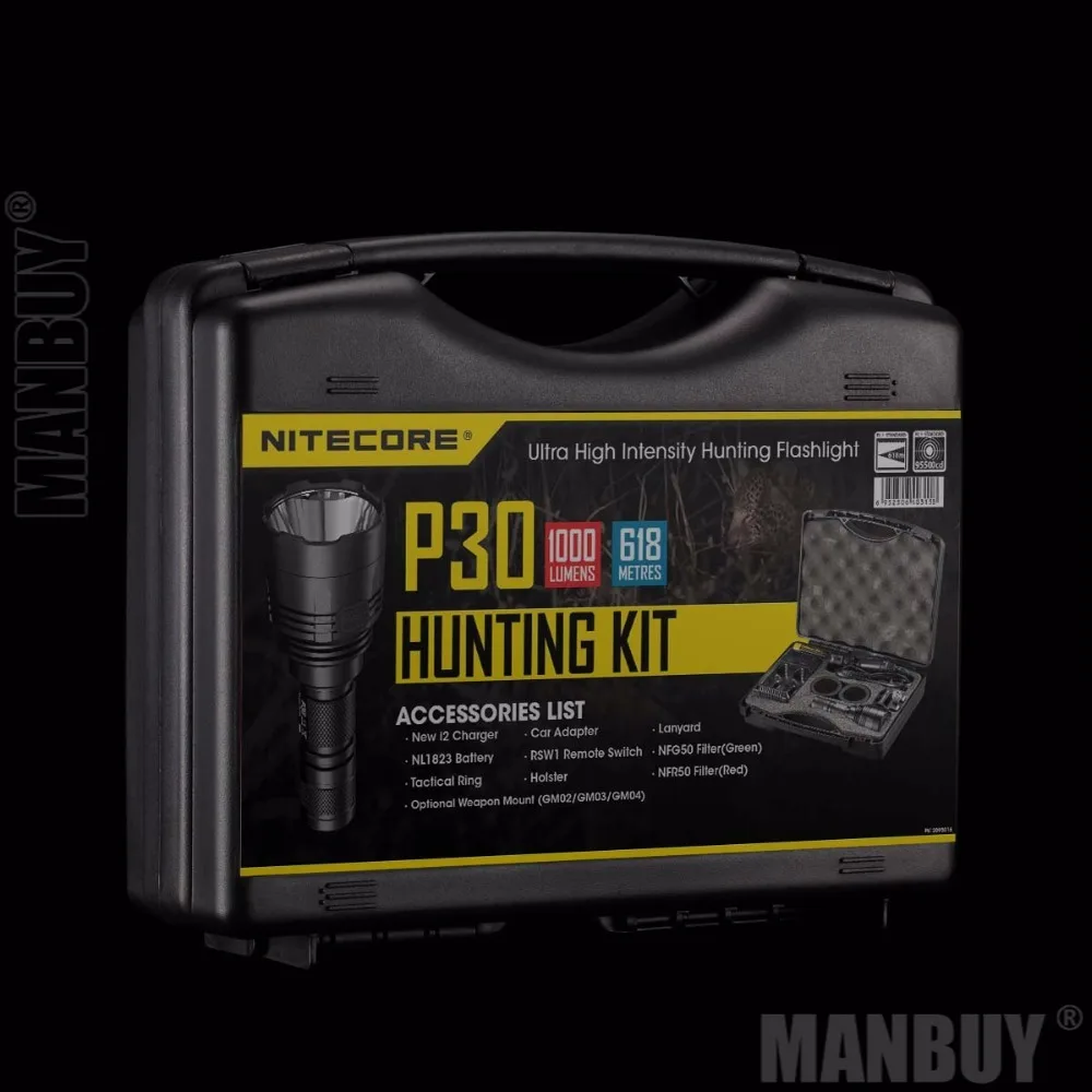 Оптовая продажа NITECORE P30 Охотничий комплект 1000LMS CREE XP L HI V3 18650 Тактический ультра