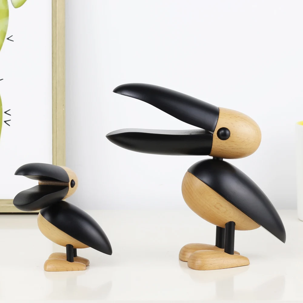 Новое поступление высокое качество бук дерево большой рот птица фигурка милые