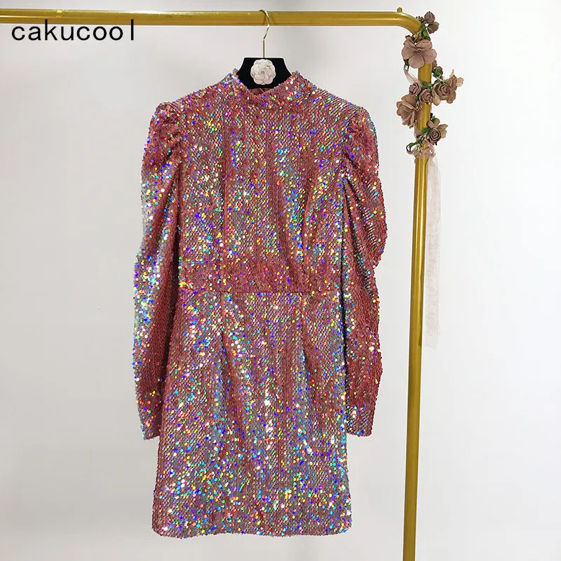 Женское облегающее платье с блестками Cakucool розовое или красное длинными