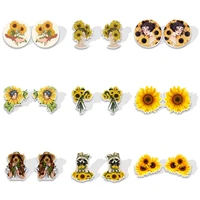 beautiful sunflower flower earrings acrylic girl gift jewelry accessory