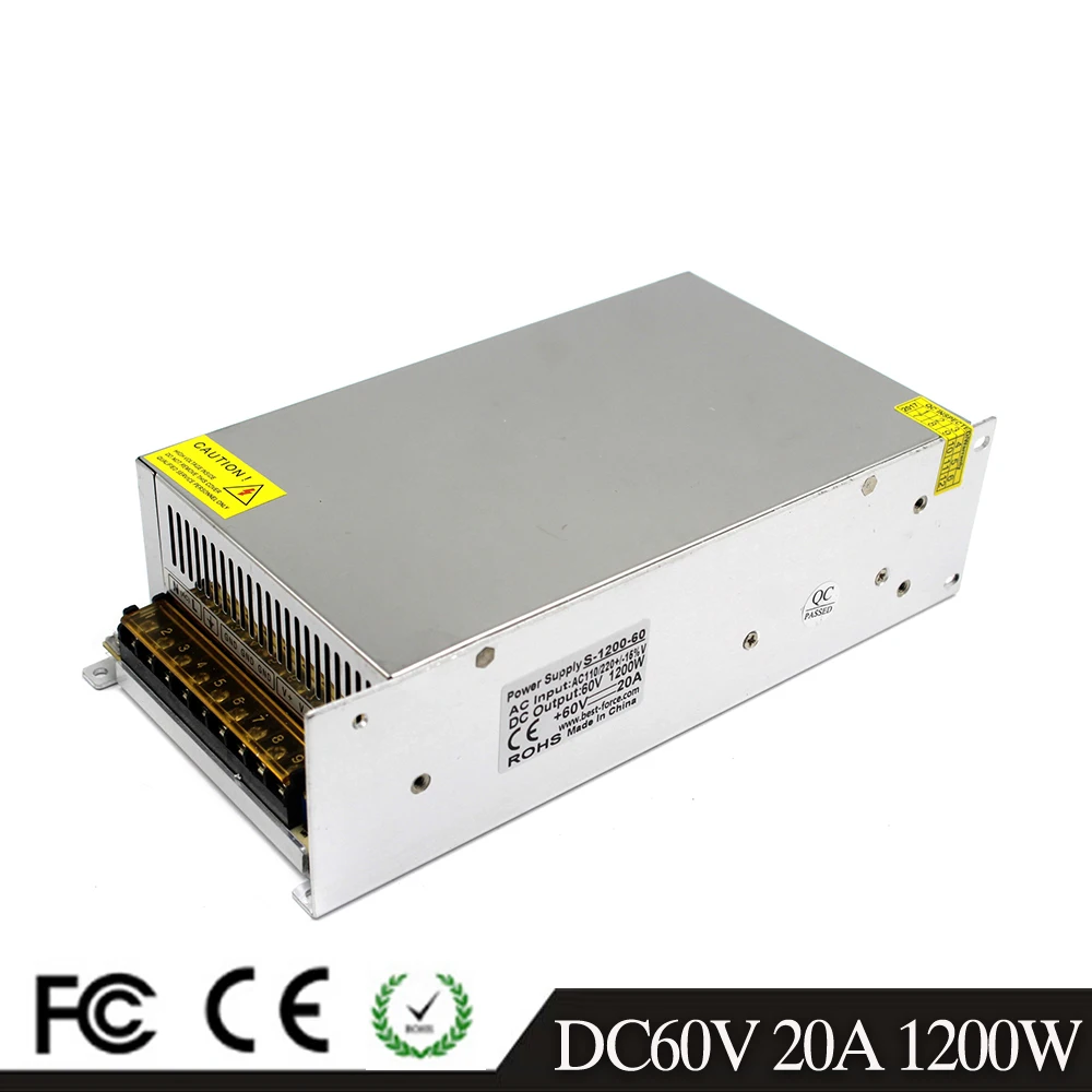 Регулируемый DC 60V 20A 1200W блок питания трансформатор драйвера 110 220V AC DC60V USP для