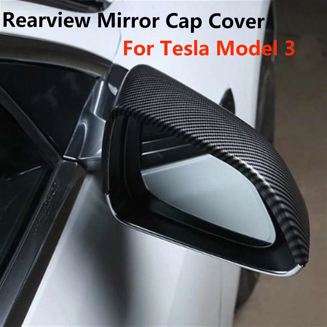 

matte Carbon fiber back electroplate For Tesla Model 3 Sides Decoration Rearview Mirror Cap Cover accessories