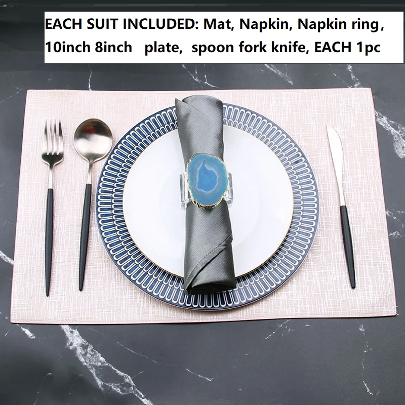 Китайские тарелки Синий Средиземноморский набор столовых приборов