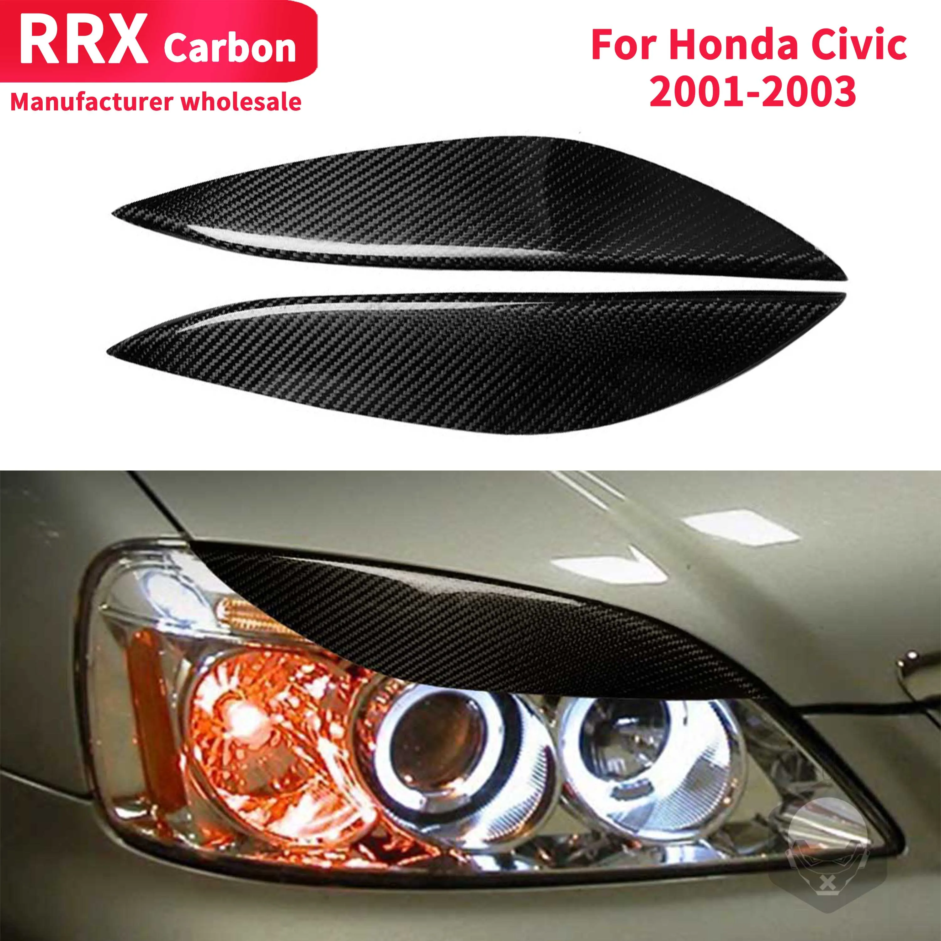 

1 пара, наклейки для передних фар и бровей, для Honda Civic 2001-2003