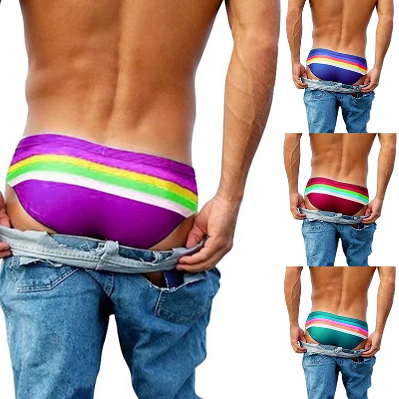 Мужские пляжные шорты плавки с цветочным принтом спортивные трусы низкой талией