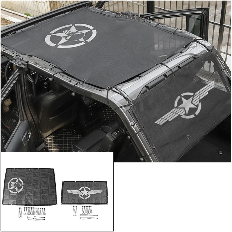 

for Jeep Wrangler JL JLU 4 Doors modified car roof insulation net off-road sunscreen shading net Shade Soft Top Cover Car Parts
