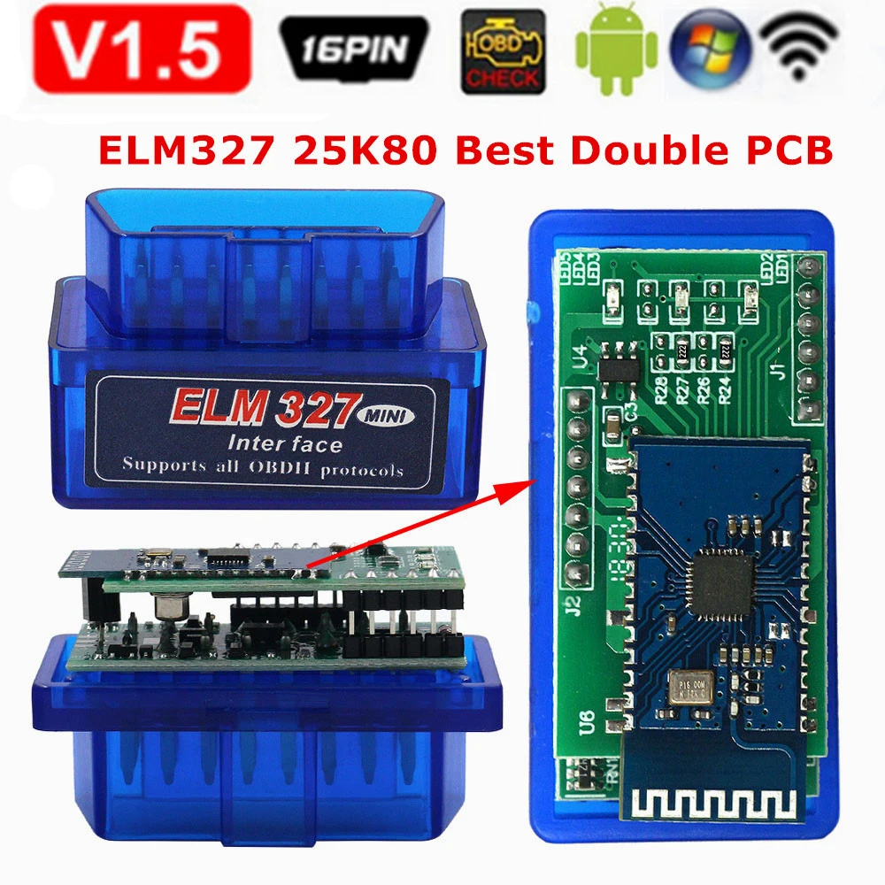 

elm 327 v 1 5 bluetooth MINI elm 327 v 1 5 pic18f25k80 OBD2 Scanner Diagnostic adapter g scan 1 tool OBD OBDII Code reader