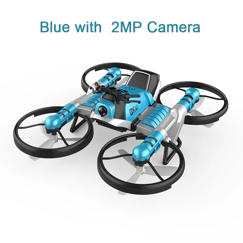 blue 2mp camera Уникальный H6 2-в-1 складной RC Drone с камерой автомобиля многофункциональный складной самолета электромобиль 6-осевой Квадрокоптер игрушка - Цвет: blue 2mp camera