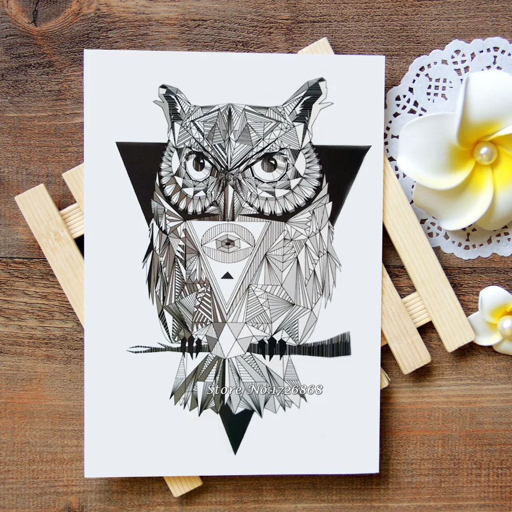 Водостойкая Временная тату-наклейка тату в виде совы переводная татуировка