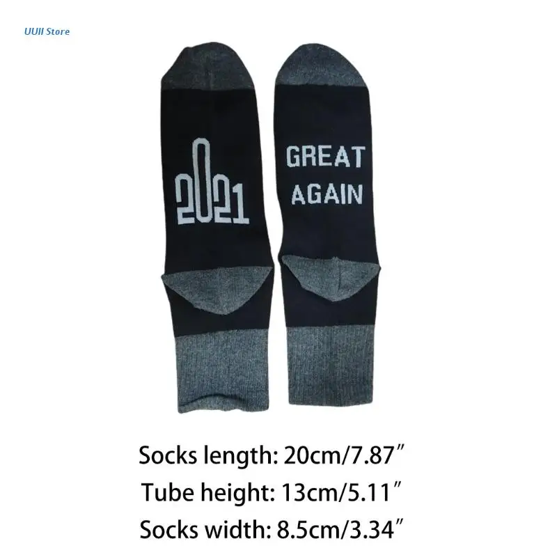 

Men Women Novelty Funny Cotton Crew Socks 2021 Great Again Letters Middle Finger Print Mid Tube Hosiery Christmas Holiday New