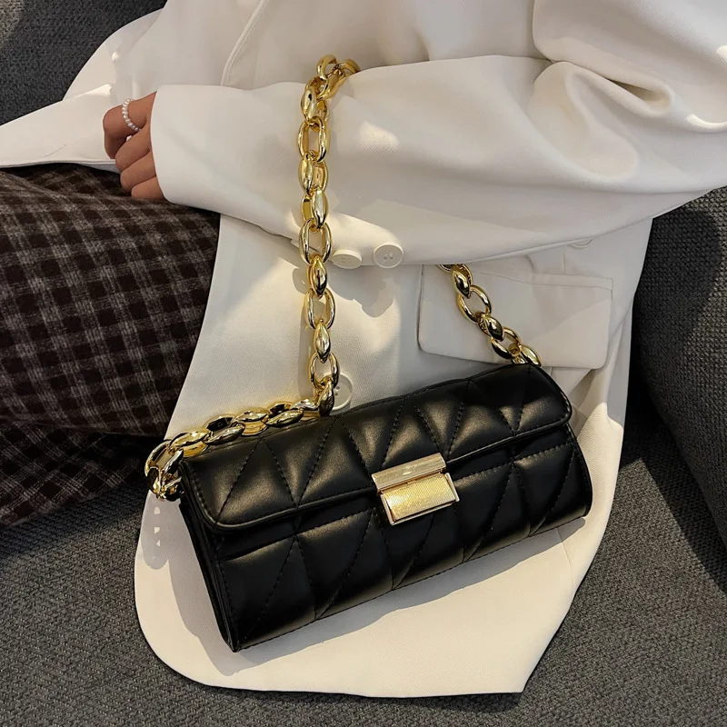 

Fashion women's shoulder bag new Pure high quality PU leather rhombic underarm bag luxury designer chain female's messenger bag