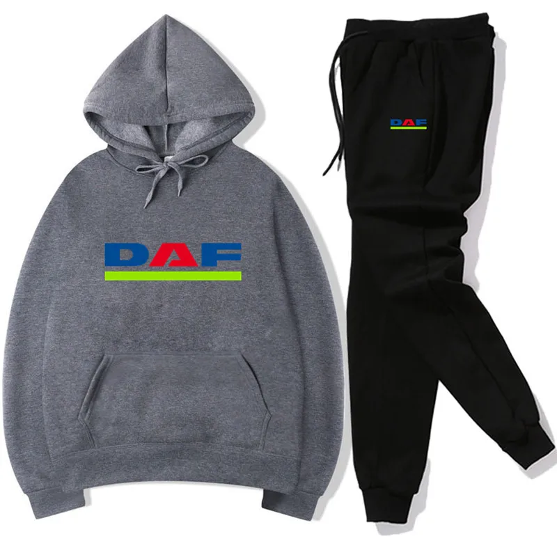 

DAF car logo brand hot sale sports hoodie men's hoodie + pants suit men and women street sports casual wear