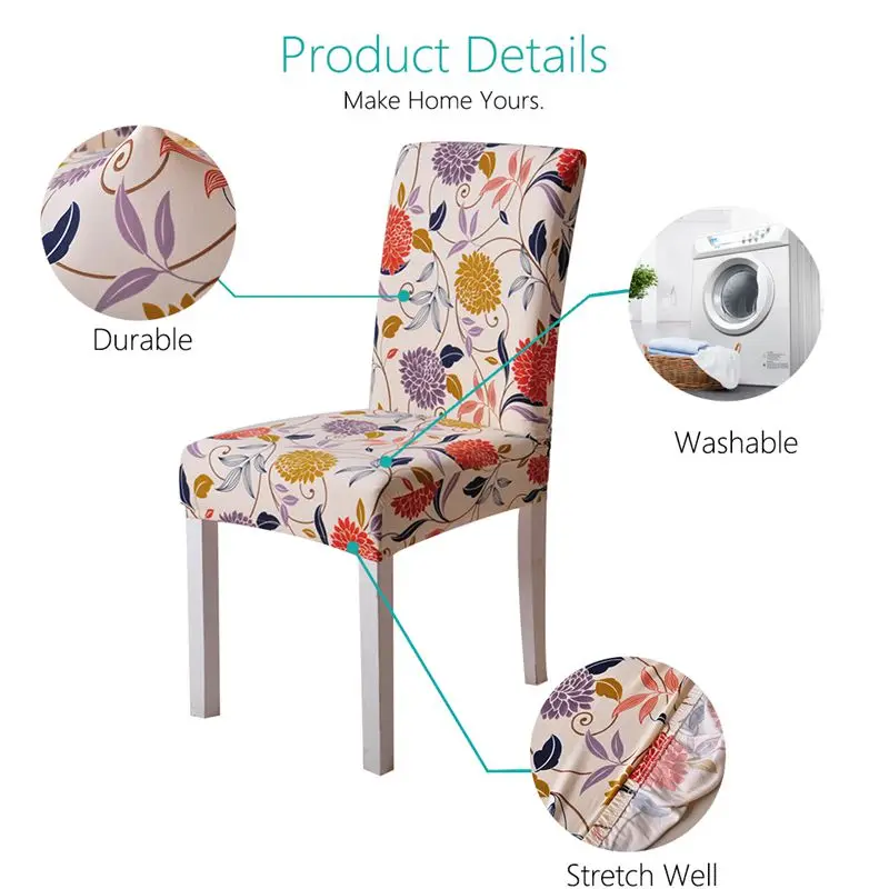 Чехлы на кресла стрейч с цветочным принтом для столовой диванным чехлом