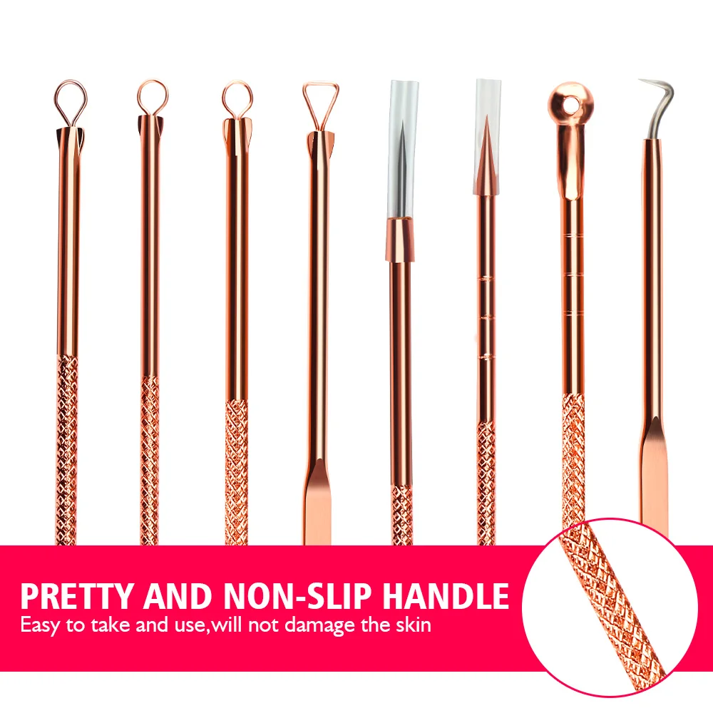 

Rose Gold 4pcs/set Blackhead Comedone Acne Pimple Belmish Extractor Vacuum Blackhead Remover Tool Spoon for Face Skin Care Tool