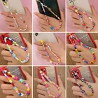 Цепочка на ремешок с бусинами LOVE Heishi, цепочка для телефона мобильный телефон, с надписью Smile Cell цепочки на телефон, цепочка на запястье