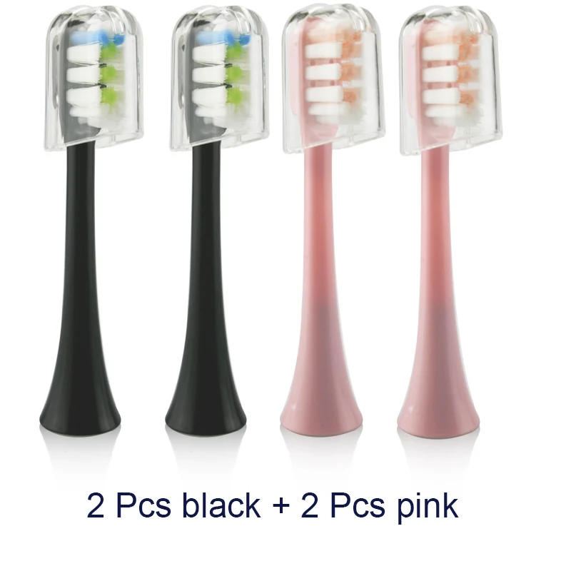 2 pink and 2 black Насадки для электрической зубной щетки Улучшенная Глубокая чистка мягкой щетиной Сменная головка щетки совместима с Xiaomi SOOCARE SOOCAS X3 - Цвет: 2 pink and 2 black