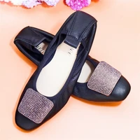 aucvee simple flats for women soft genuine leather flats shoes woman loafers square toe ballet shoes female moccasins size 35 43