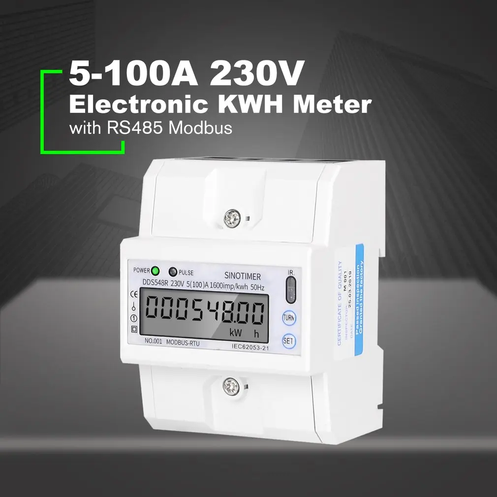 Мульти-функциональные однофазный или 3 фазы 4 провода 5-100A 230V электросчетчик переменного тока Электрический счетчик потребления монитор DIN Rail