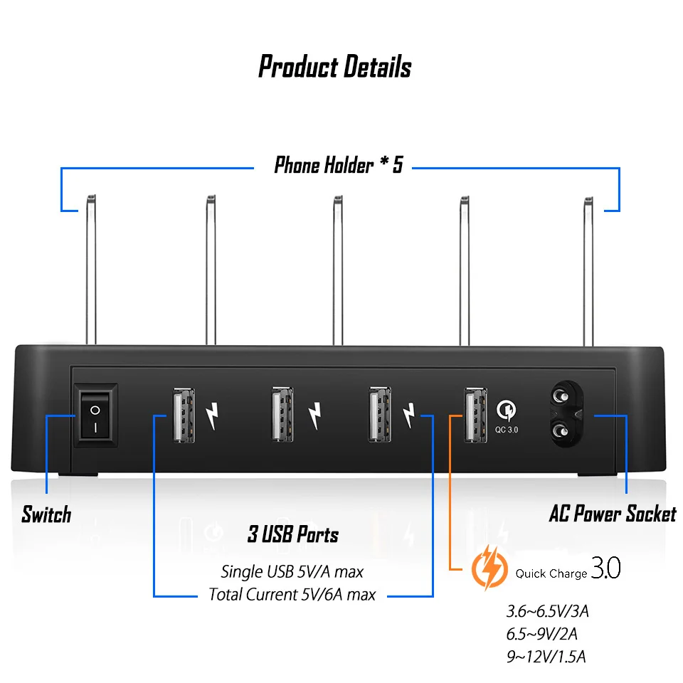 Быстрая зарядка 3 0 Мульти USB Зарядное устройство концентратор QC 4 Порты и разъёмы