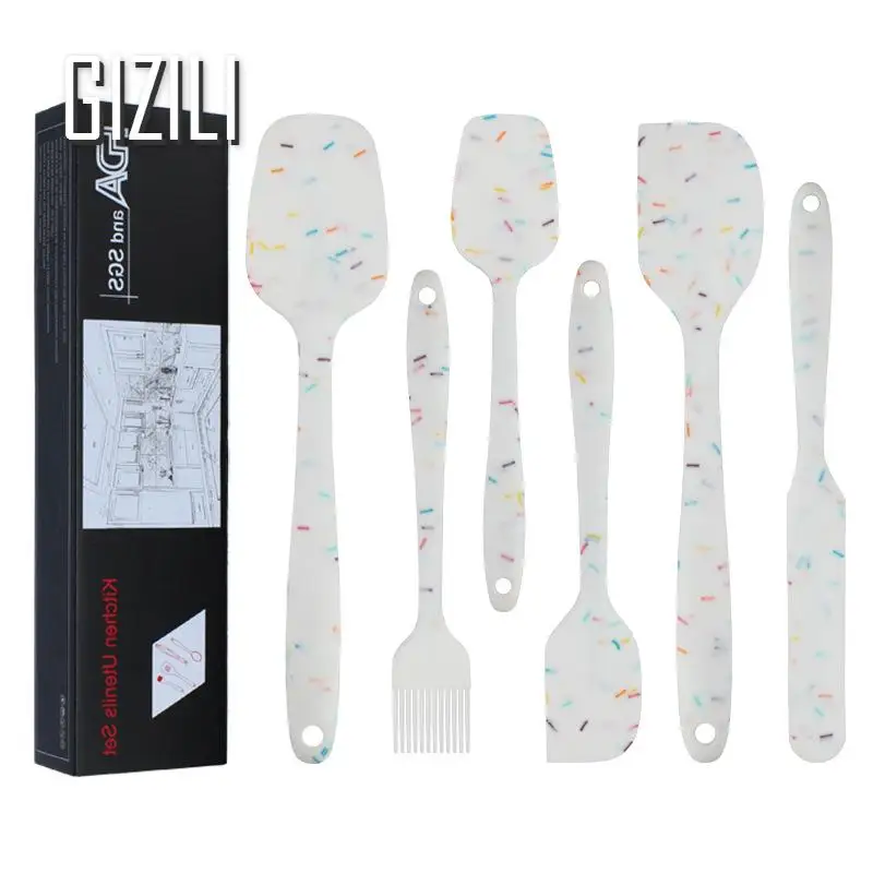 

6Pcs Silicone Cooking Tool Sets Kitchen Cookware Non-Stick Heat-Resistant Flexible Turner Spatula Household Gadgets Accessories