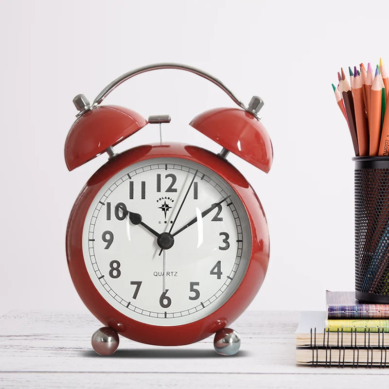 Маленький будильник детский креативный металлический черный для спальни