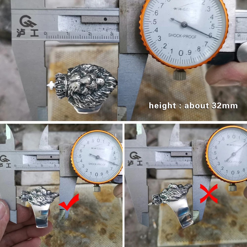 LINSION 925 пробы Серебряное кольцо в виде короля льва мужское байкерское стиле панк с