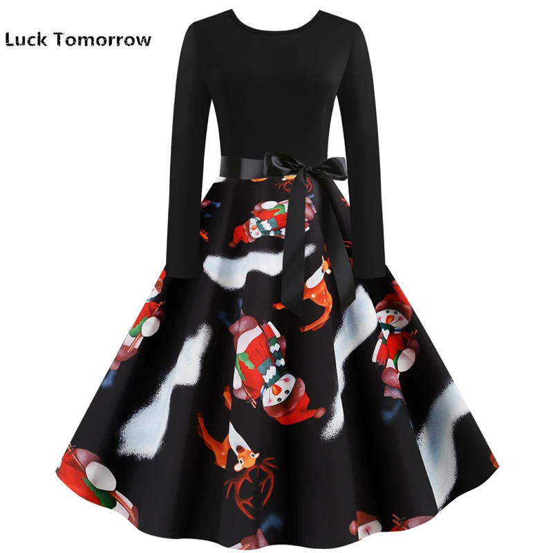 Новая женская одежда 2019 осеннее платье Рождественские Элегантные вечерние