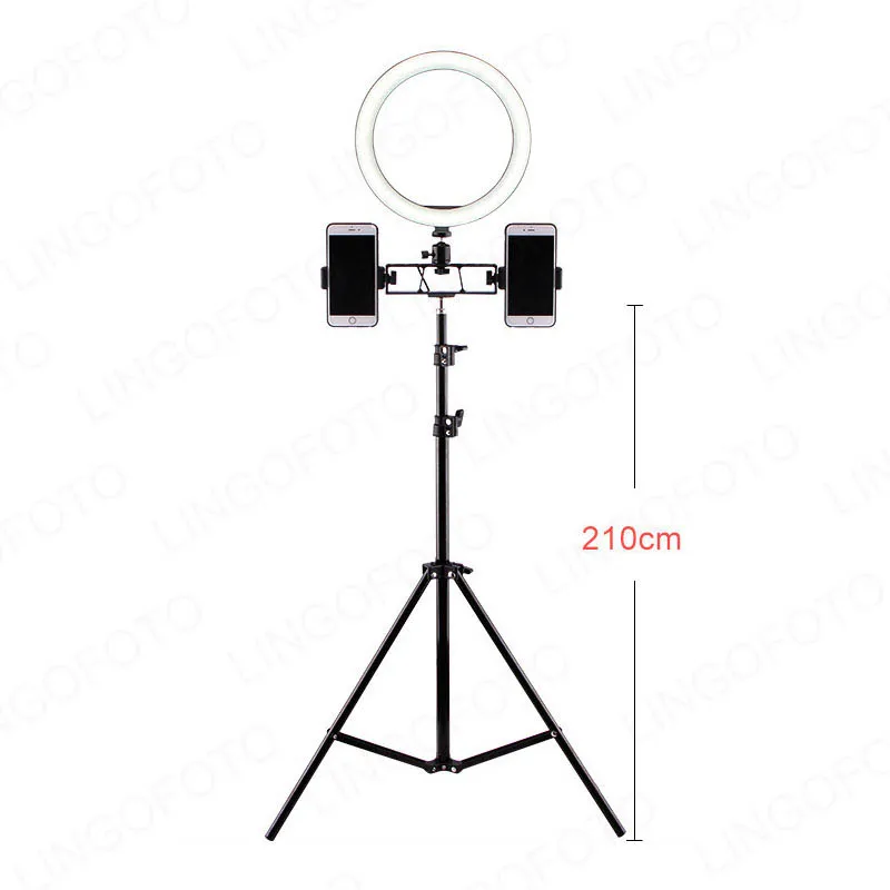 

10 inch Live Stream Light Ring + Double Dual Mobil Phone Holders +Tripod UC9763