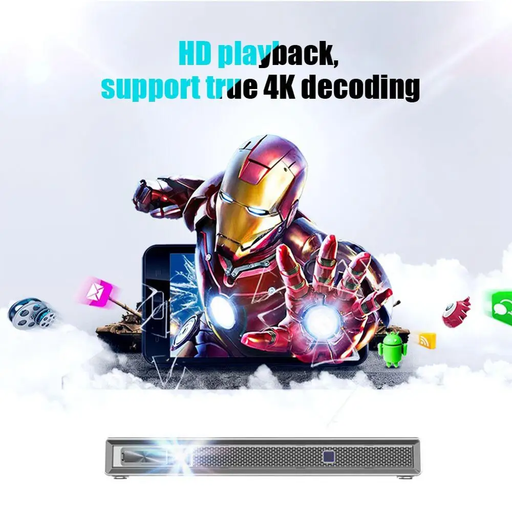 Умный проектор HD 1080P DLP портативный домашний мини HDMI совместимый с USB для