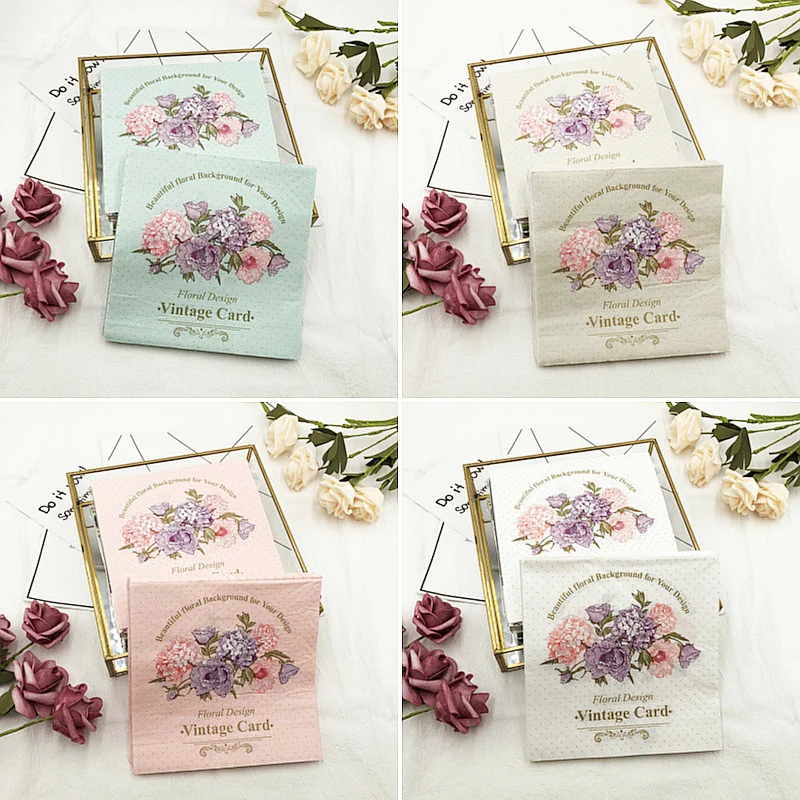 20 шт./упак. Декупажные розовые настольные бумажные салфетки в горошек винтажные