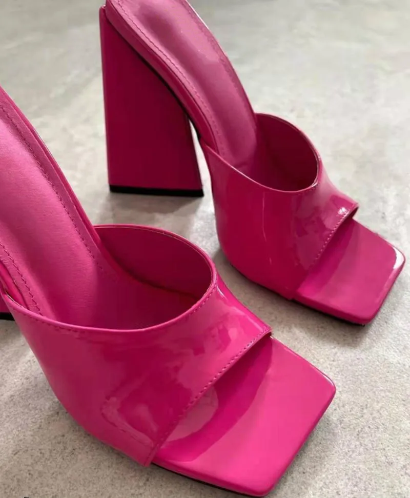 Sculpture Heeled Triangle Heel Women Green Plus Size Sandals High-heeled Slippers Ladies Slip On Mules Party Nightclub Slippers