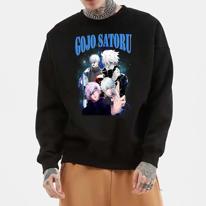 

Толстовки с капюшоном в стиле аниме juютсу Kaisen Gojo Satoru, повседневный свитшот, пуловер аниме, топы свободного покроя с длинным рукавом, осенние ...
