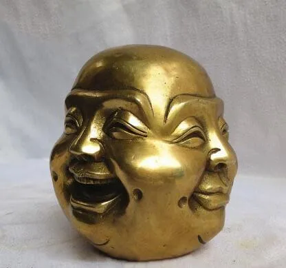 Статуя из китайской латуни с 4 лицами и головой Будды редкой коллекции +++++ | Дом