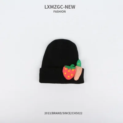Black CoolCheer/Новые шапки, шапка s, Детская шерстяная шапка с морковкой, карамельный цвет, осенне-зимний теплый непродуваемый вязаный головной убор - Цвет: Black