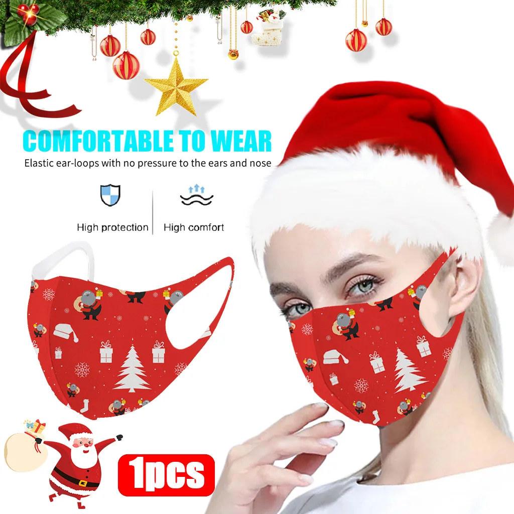 

Christmas Printed Face Mask Breathable Multi-purpose Mouth Cover Washable Face Mask Mascaras De Navidad Mascarilla Reutilizable