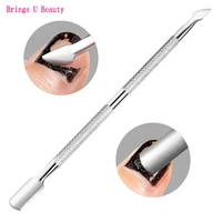 2 way spoon pusher stainless steel cuticle remover double sided finger dead skin push nail art tools cuticle manicure pedicure
