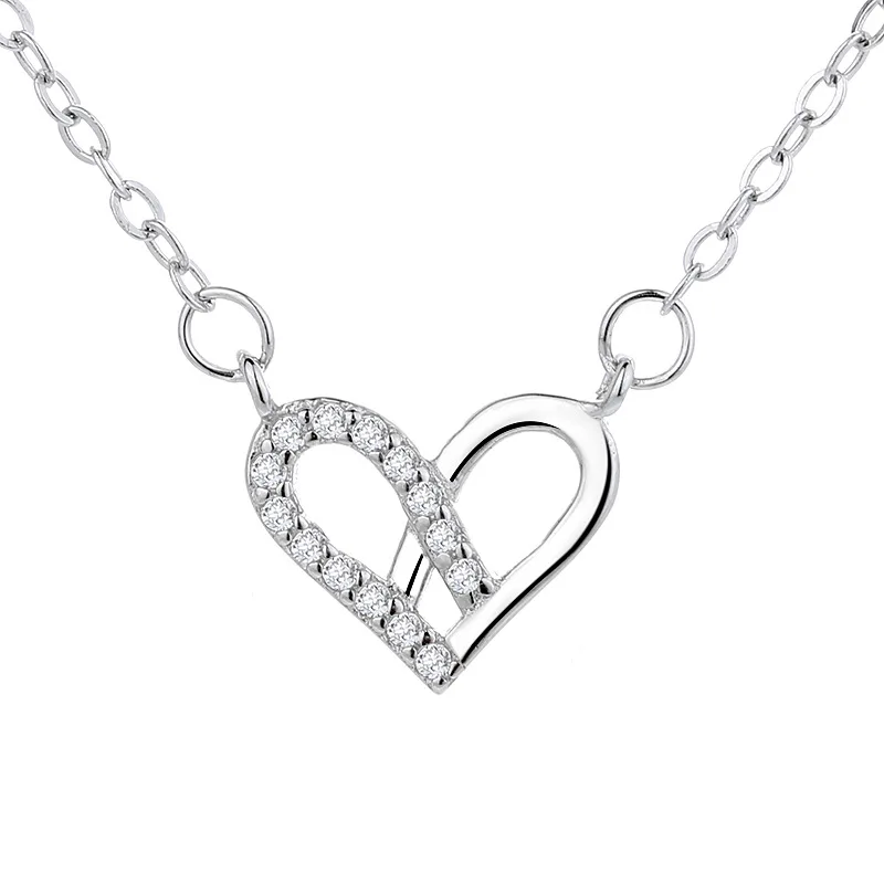 

FUN-BEAUTY женское ожерелье из стерлингового серебра S925 пробы Любовь Циркон в форме сердца кулон модный стиль Универсальные
