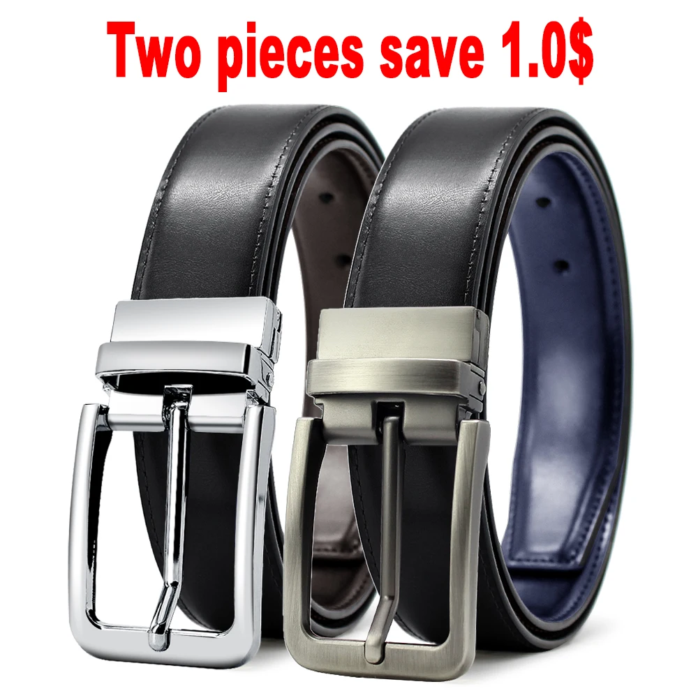 Ремень DOOPAI мужской кожаный двусторонний вращающийся Роскошный пояс с пряжкой
