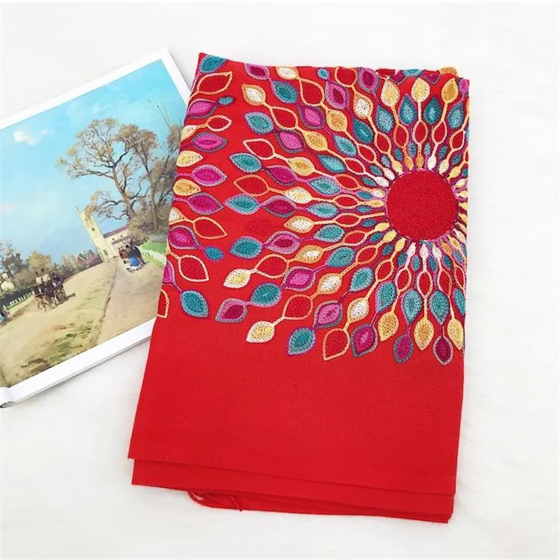 Распродажа бренда женский шарф с вышитыми цветами подсолнухами Национальный