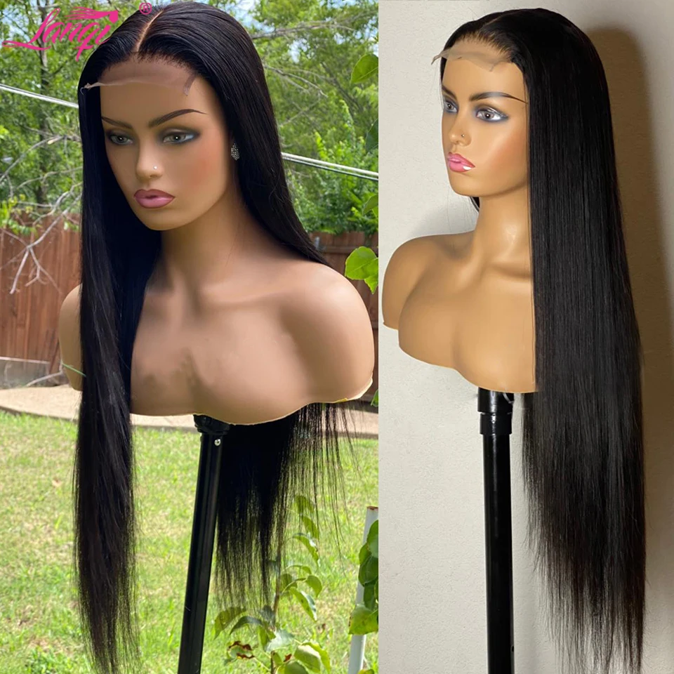 

Lanqi Wholesale Cheap Bone Straight lace front wig 4x4 Lace Closure Wig Brazilian Lace Front Human Hair Wigs For Women Non-Remy