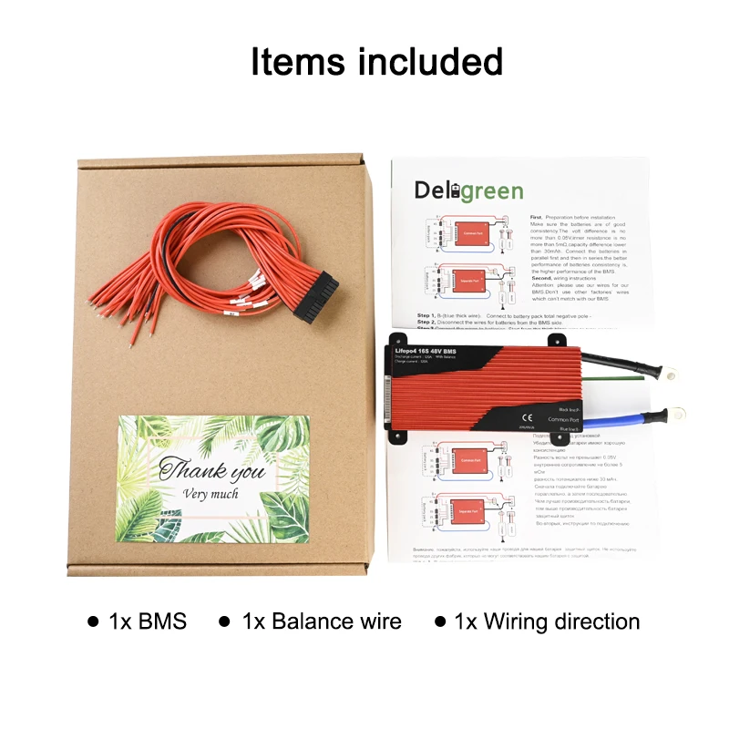 

Deligreen 16S Li-ion BMS 80A 100A 120A 150A 200A 250A 60V PCM/PCB/BMS for Li-PO LiNCM battery pack 18650 Ebike charge discharge