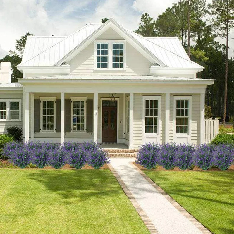 

18 Artificial Lavender Bouquets of Fake Plants Used to Decorate the Outdoor House Garden Purple on the Terrace
