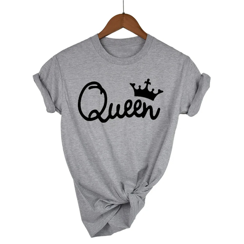 Женская футболка с принтом короны Queen Couples летняя круглым вырезом 100% хлопок