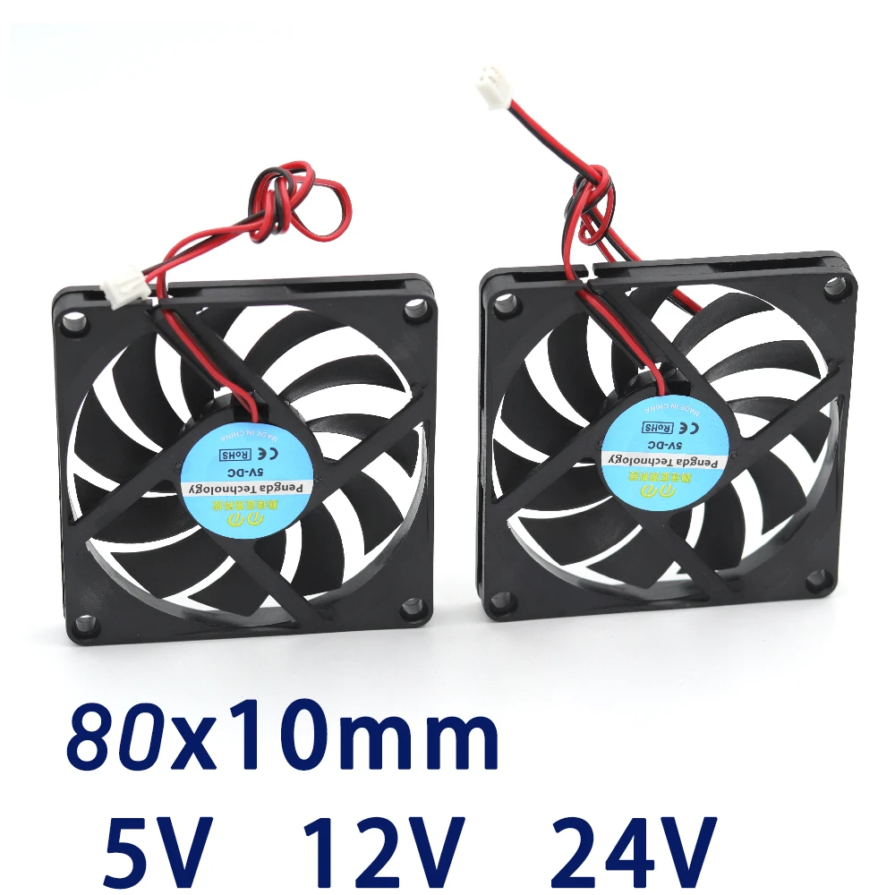 Вентилятор для 3D-принтера 8010, 2 контакта, 80 мм, 80x80x10 мм, 8 см, 5 В/12 В, 24 В, 2P, 1 шт. Вентилятор для 3D-принтера 8010, 2 контакта, 80 мм, 80x80x10 мм, 8 см, 5 В/12 В, 24 В, 2P, 1 шт.