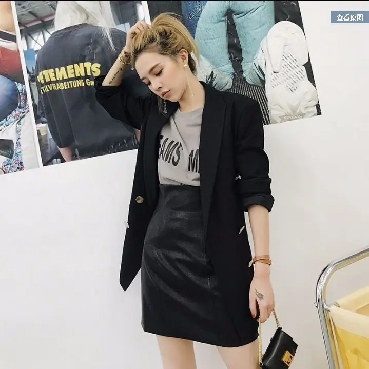 Юбки из искусственной кожи с высокой талией Женские однотонные мини-юбка