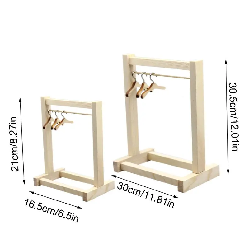 

Geneic Doll Wooden Clothes Rack Garment Organizer Hangers for Dolls Handbag Clothes Hats Scarf Holder Doll Accessories