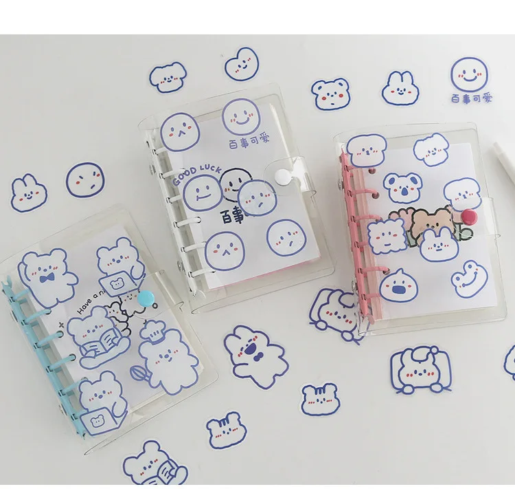 

Lovely smile face PET waterproof DIY mobile phone glass stickers cartoon girl girl heart hand zhang diary decorative stickers