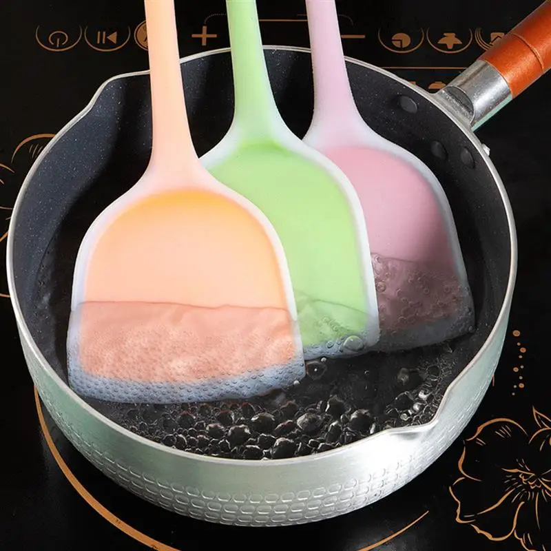 Силиконовая лопатка для сковороды кухонная термостойкая металлическая